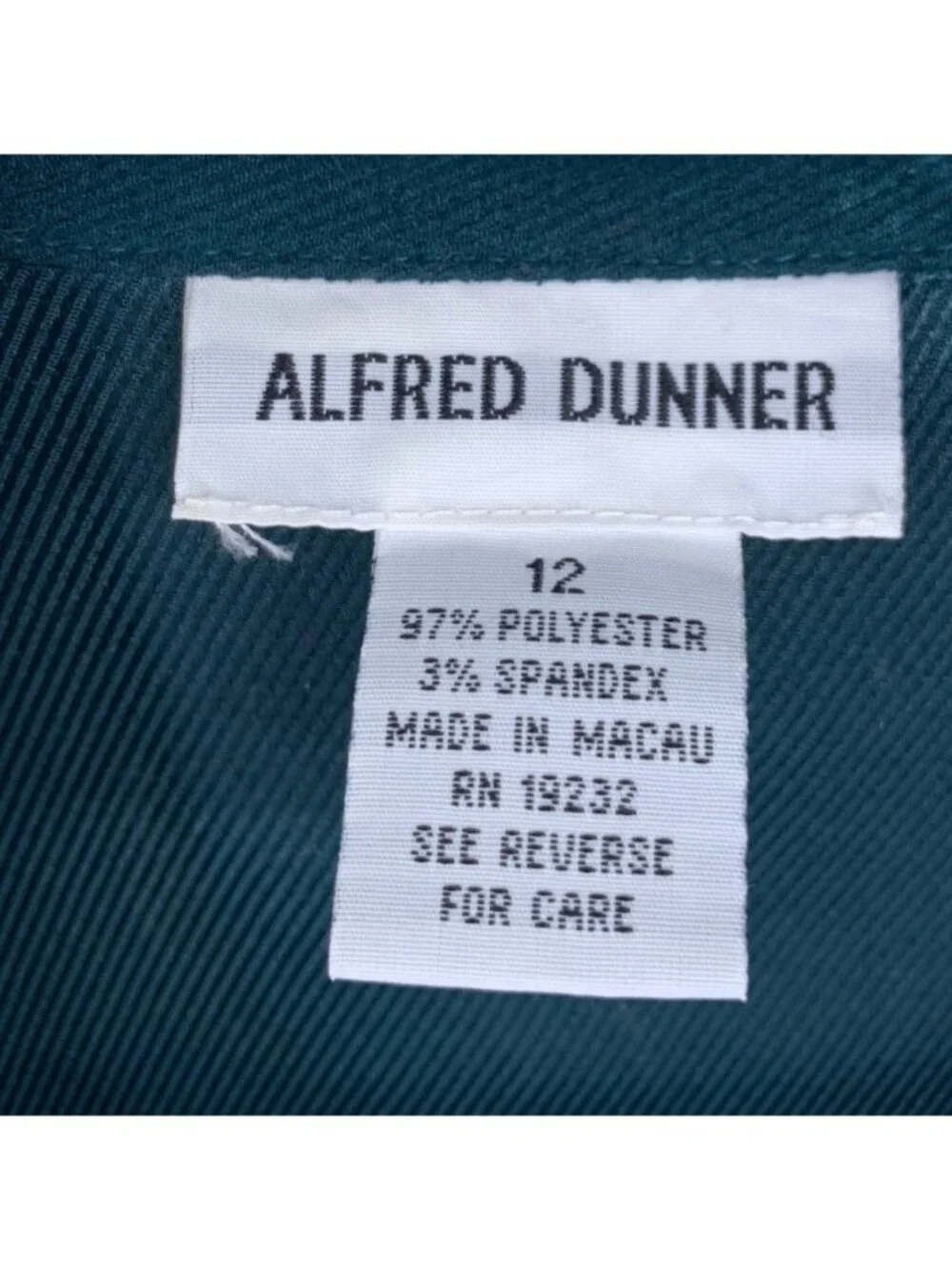 Alfred Dunner Womens Teal Floral Jacquard Full-Zip Jacket Size 12 Grandmacore
